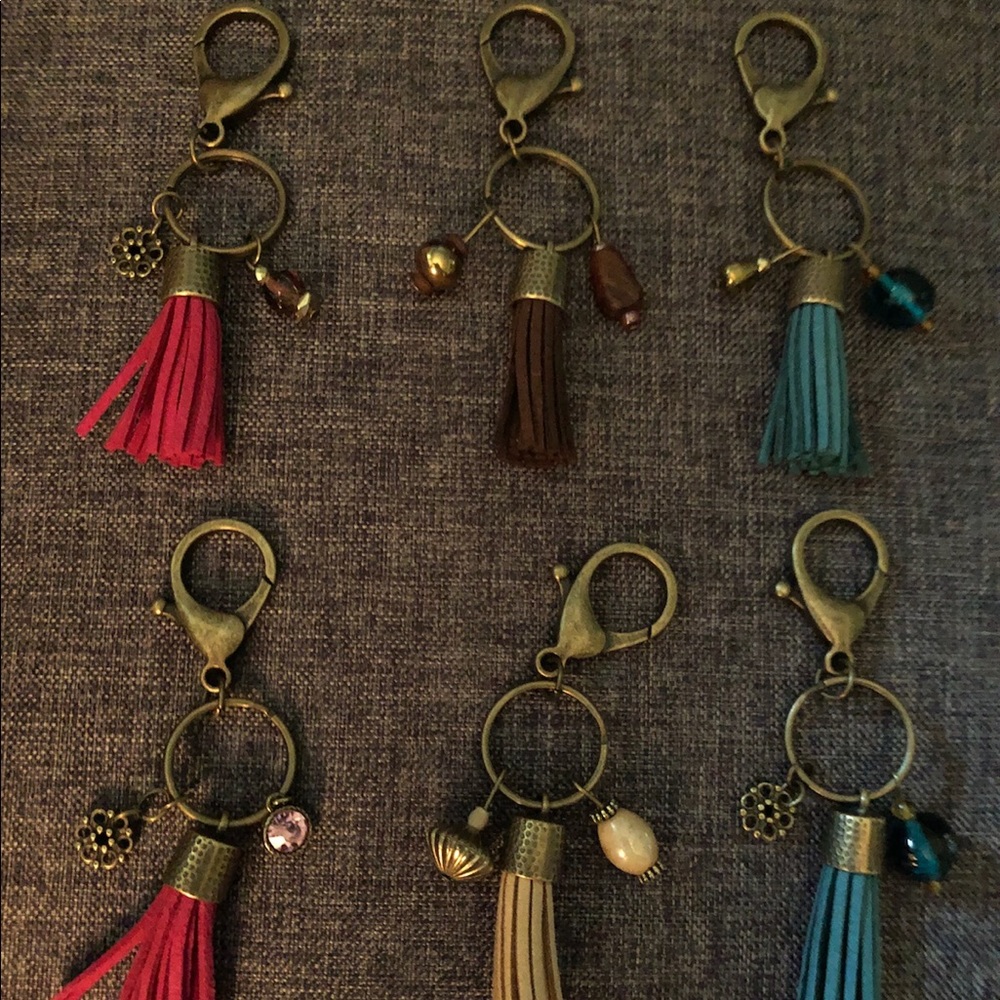 Leather Tassel keychain and purse charm